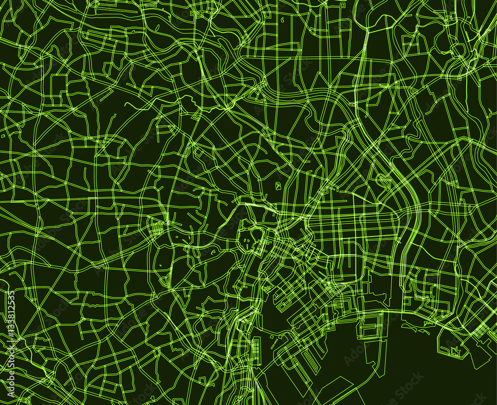 green scheme of the Tokyo, Japan. City Plan of Tokyo