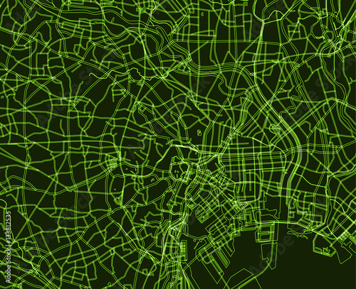 green scheme of the Tokyo, Japan. City Plan of Tokyo