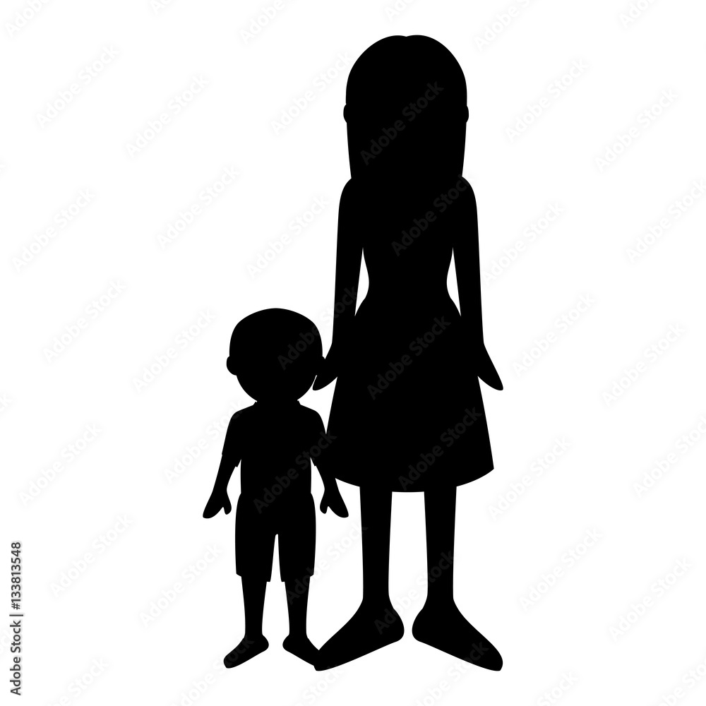 happy family members silhouette vector illustration design