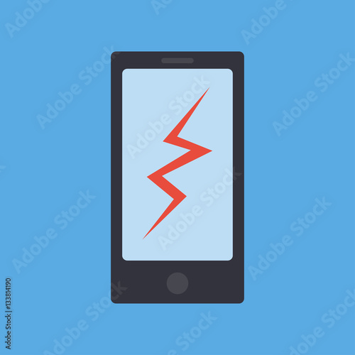 Phone break isolated from blue background.