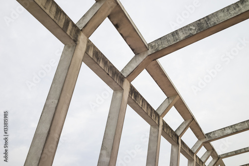 Details of building roof with old cement lines