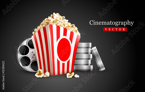 Discs with film tape reel and popcorn