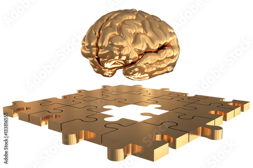 The Puzzle piece Brain missing Gold