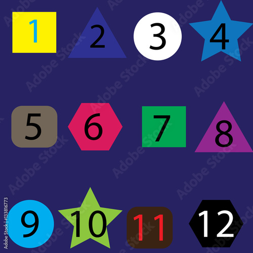 Bright numbers set drawn with real ink brush, vector childish numerals collection.