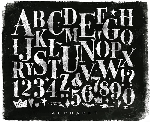 Obraz na plátně Vintage gothic alphabet chalk
