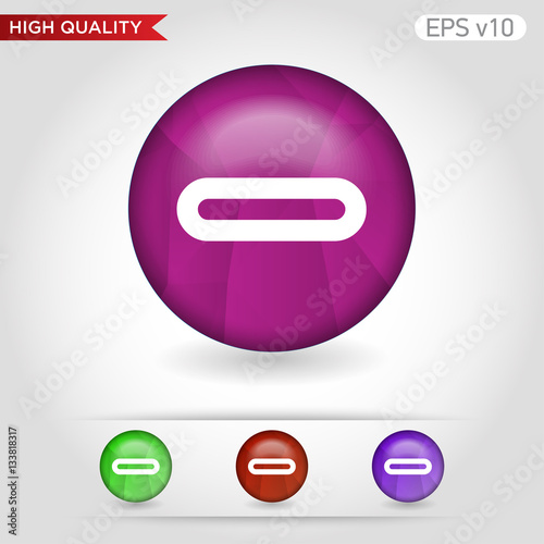Colored icon or button of minus symbol with background