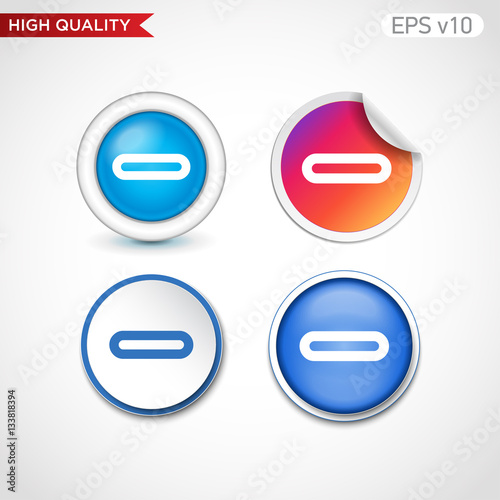 Colored icon or button of minus symbol with background