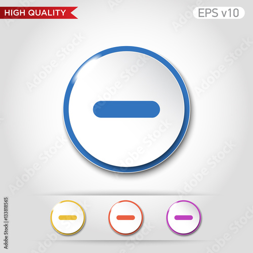 Colored icon or button of minus symbol with background
