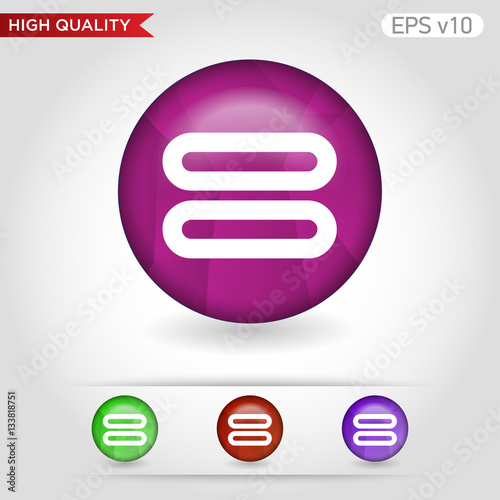 Colored icon or button of equally symbol with background