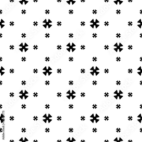 Vector monochrome seamless pattern, simple minimalist geometric background, small black cruciate figures on white backdrop. Repeat abstract texture. Design for prints, decoration, digital, textile