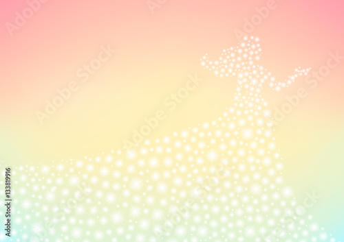 romantic sparkle princess with abstract background, glitter sparking bride silhouette, lady fairy tale background, vector illustration