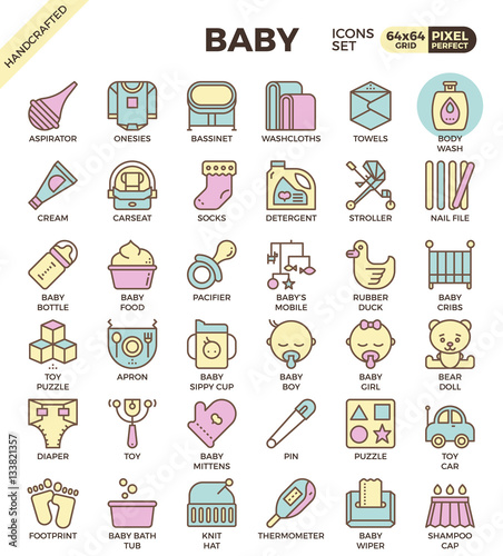 Baby outline icons