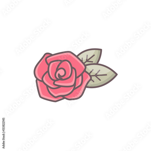 Rose flower isolated on white.