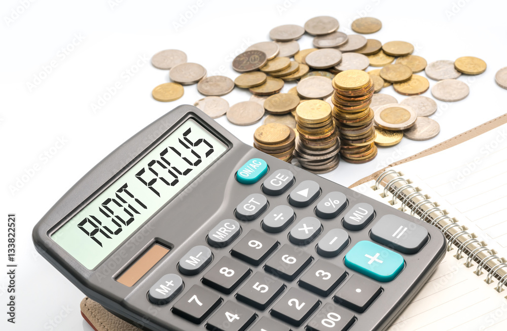 coins and calculator