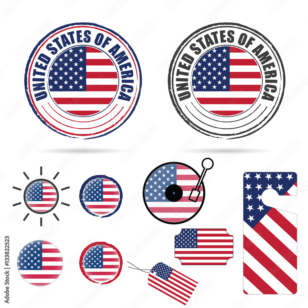american flag in various poses set color illustration american flag in various poses set color illustration