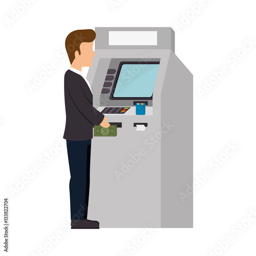 person in atm icon vector illustration design
