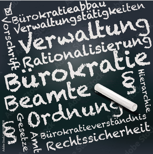 Tafel und Kreide mit Bürokratie