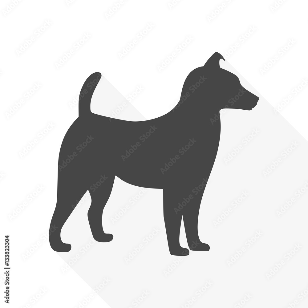 Dog Icon - vector Illustration with long shadow