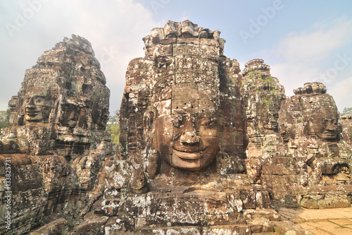 The Bayon -  richly decorated Khmer temple at Angkor in Cambodia.
