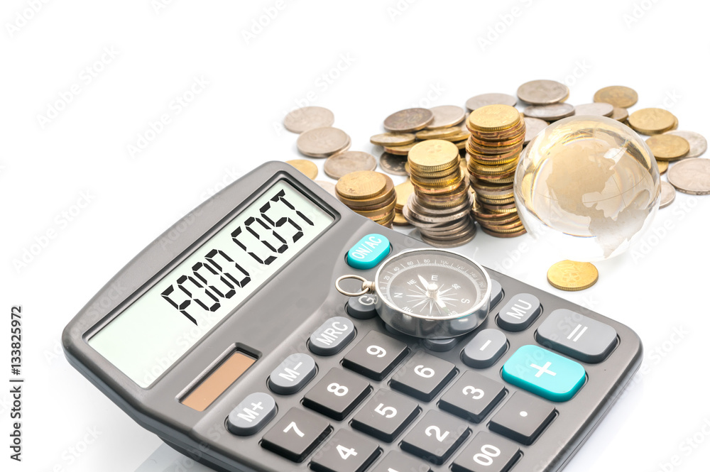 Calculator with holiday and travel conceptual text. Calculator with holiday and travel conceptual text.