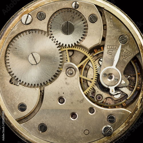 clockwork old mechanical pocket watch, high resolution and detail