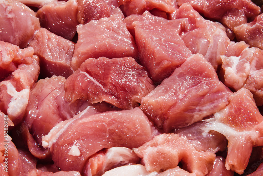Background from slices of raw meat Background from slices of raw meat