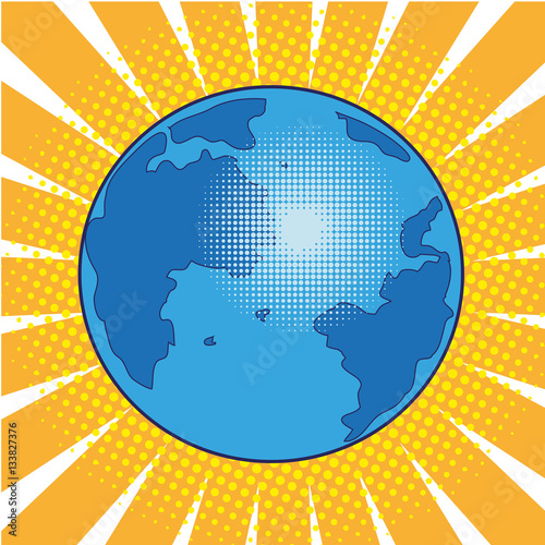 Earth planet pop art comic vector