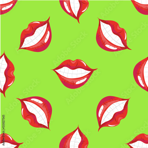 Lips smiling seamless pattern vector
