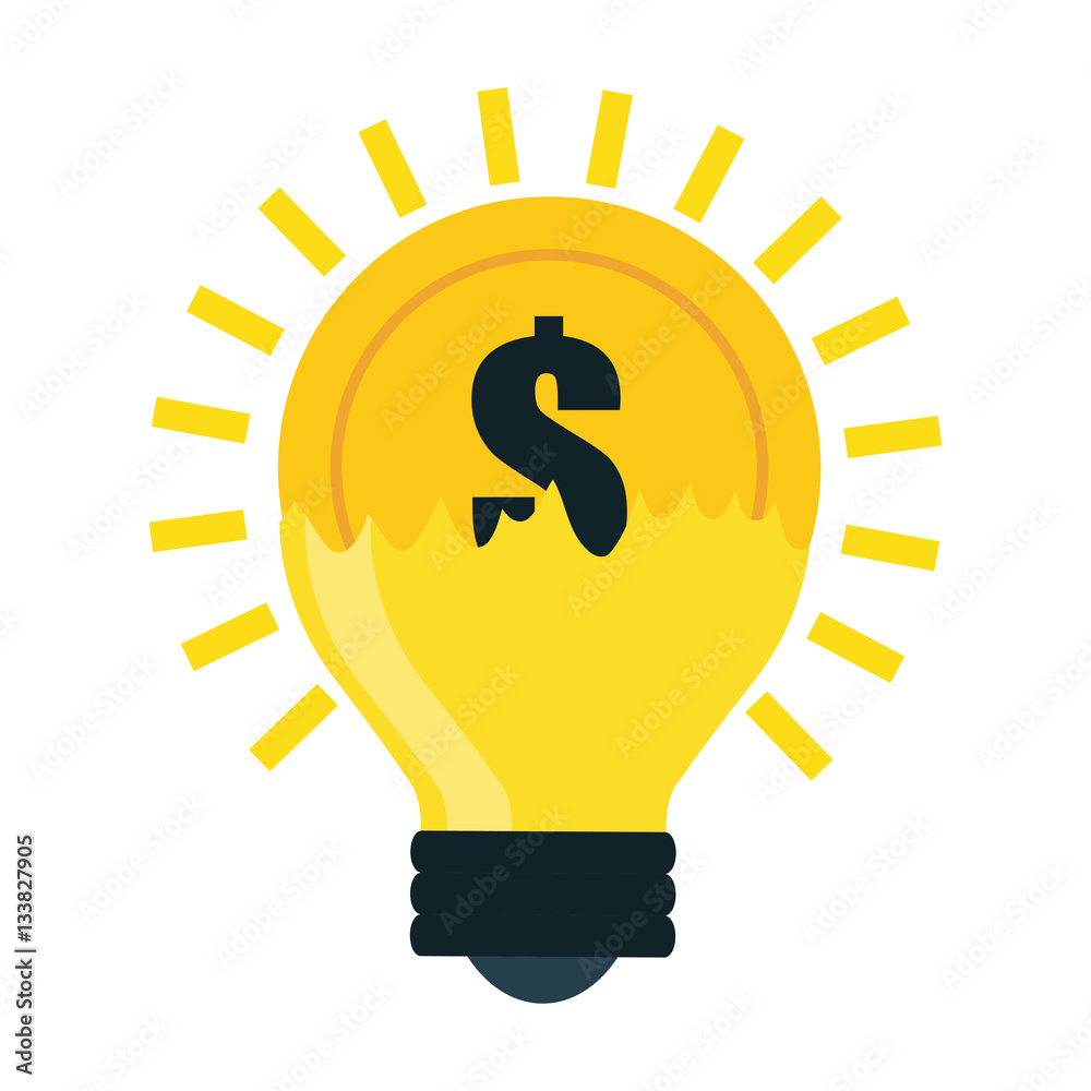 bulb light with money sign icon over white background. vector illustration bulb light with money sign icon over white background. vector illustration