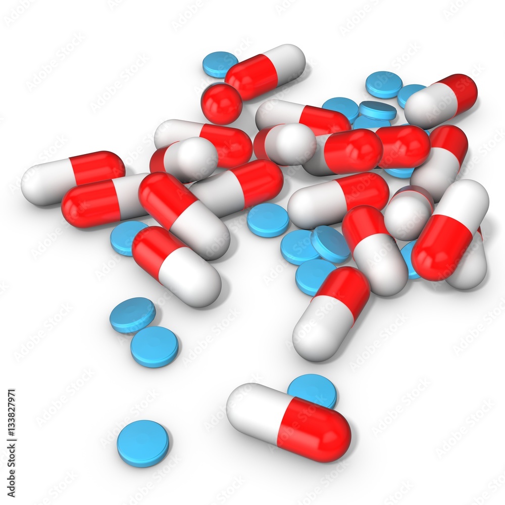 Pile of tablets and capsules Pile of tablets and capsules