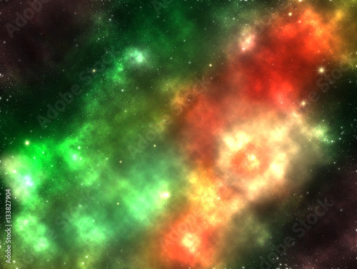 Galaxy outer space nebula shining stars and gas clouds illustration art design © SonDesign