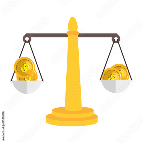 balance scale with money isolated icon vector illustration design