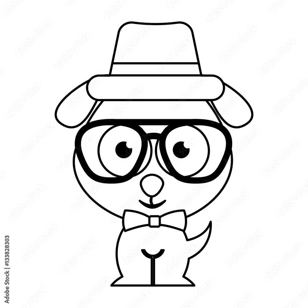 cute dog character hipster style vector illustration design