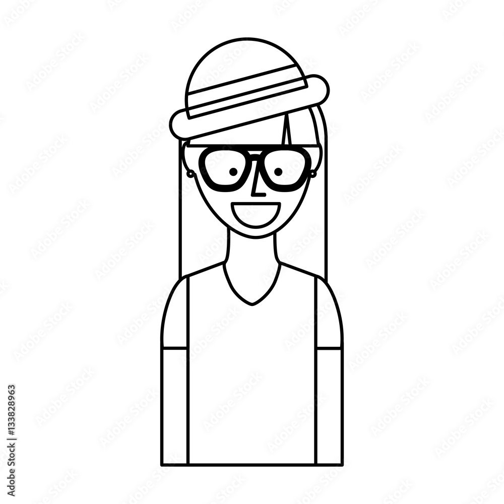young woman character hipster style vector illustration design young woman character hipster style vector illustration design