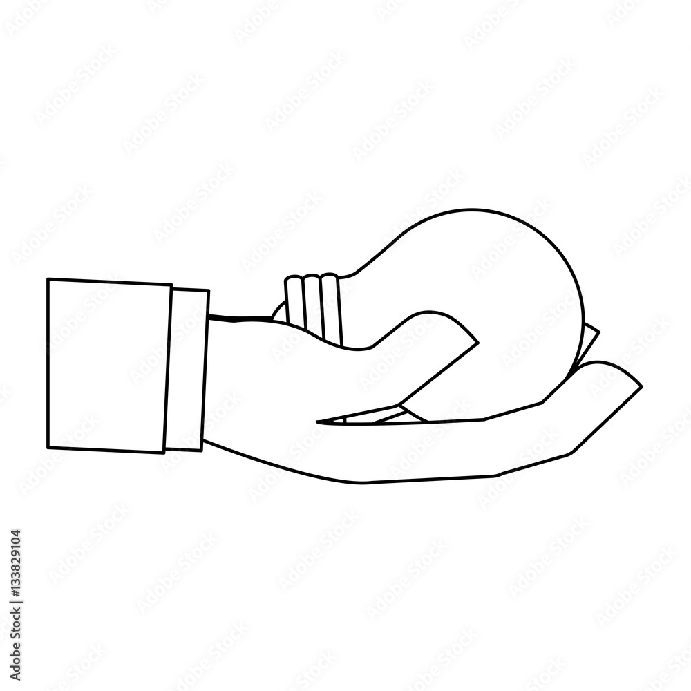 hand holding a bulb ilght icon over white background. vector illustration hand holding a bulb ilght icon over white background. vector illustration