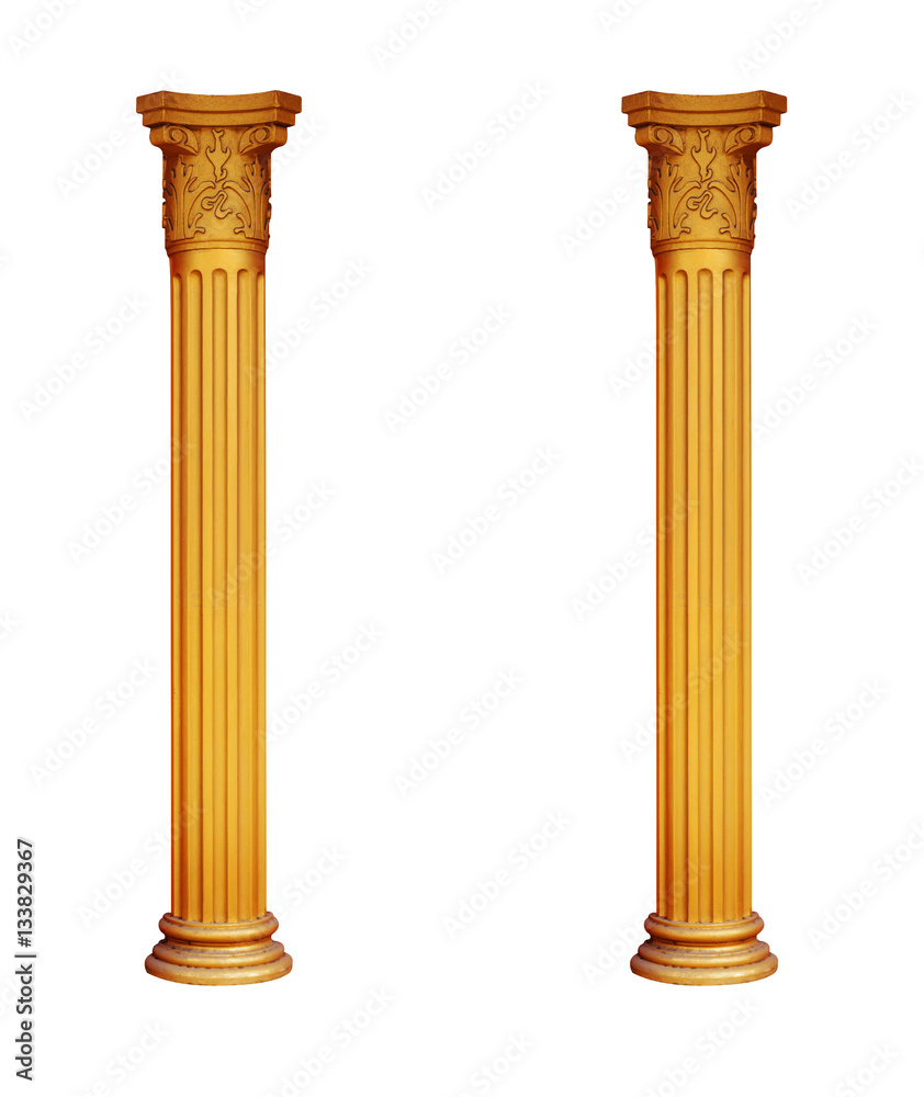 gilded two columns isolated on white background