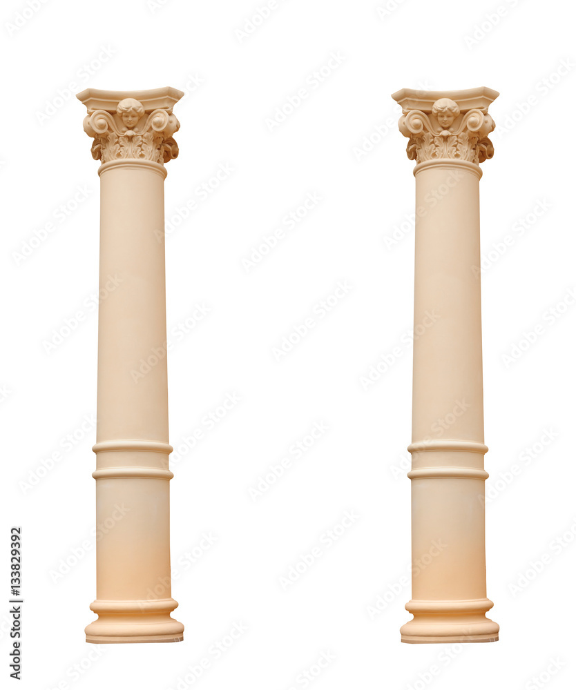 two classic column isolated on white background