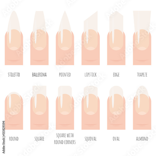 Nails shape icons set.