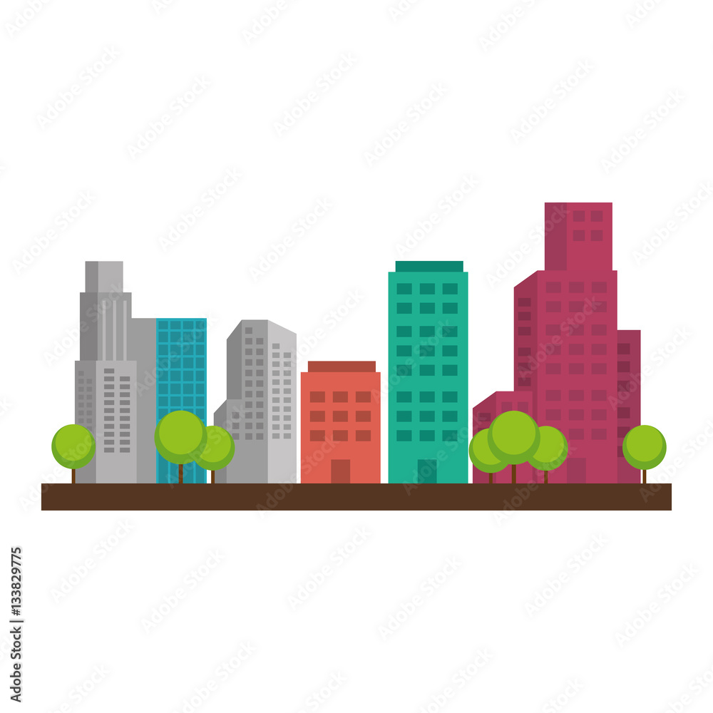 cityscape buildings skyline icon vector illustration design