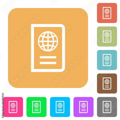 Passport rounded square flat icons