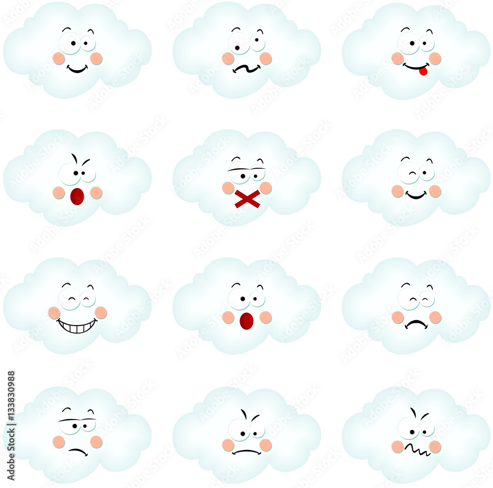 Naklejka premium Cloud with different expressions