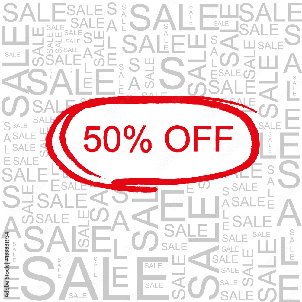 50% OFF Sale Word Cloud, Business Concept