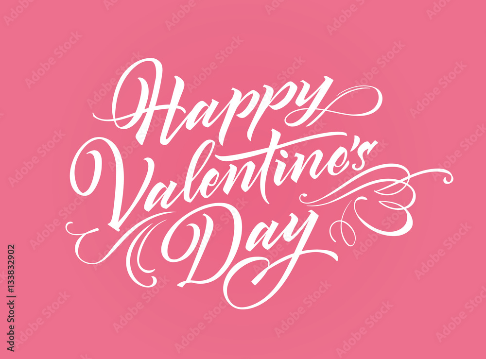 Happy Valentine Day lettering for greeting card, poster or banner 