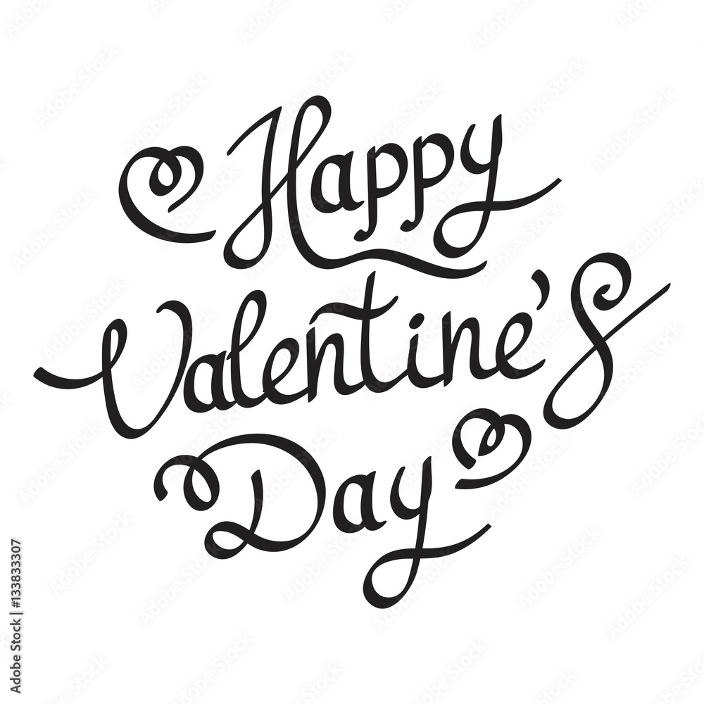Happy Valentines Day Hand Drawing Vector Lettering design. Abstract background. Vector illustration.