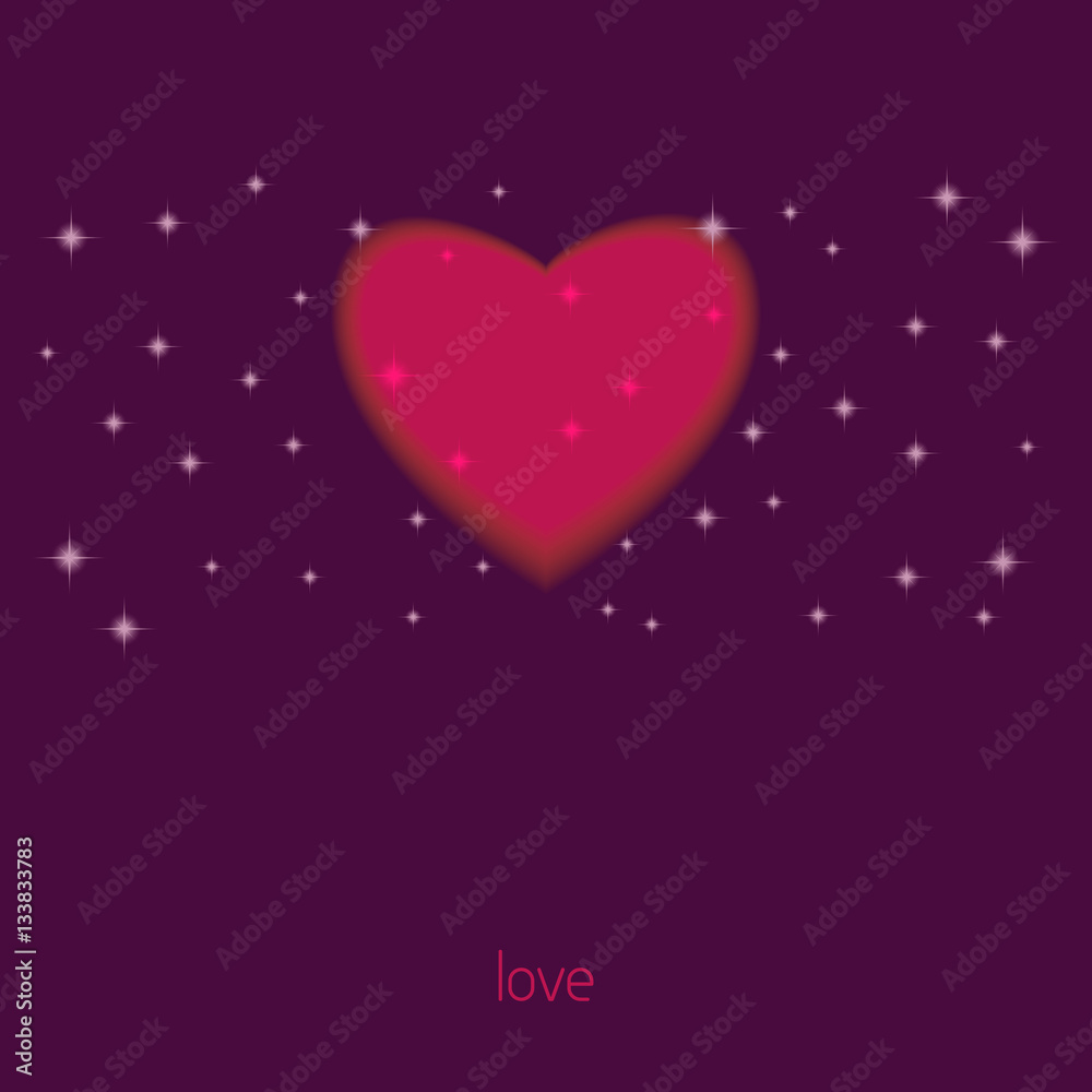 Card with heart, symbol of love. Vector