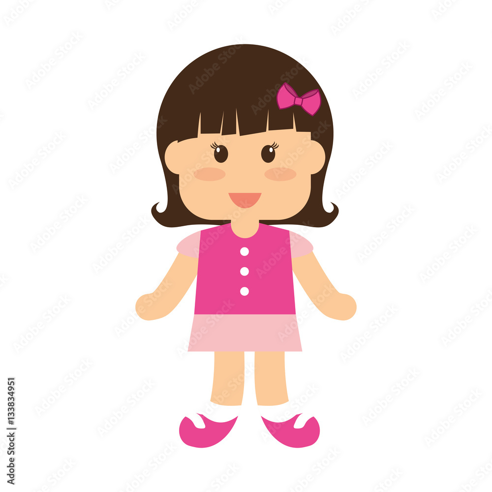cute girl icon over white background. colorful design. vector illustration