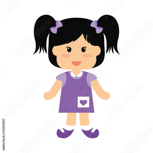 cute girl icon over white background. colorful design. vector illustration