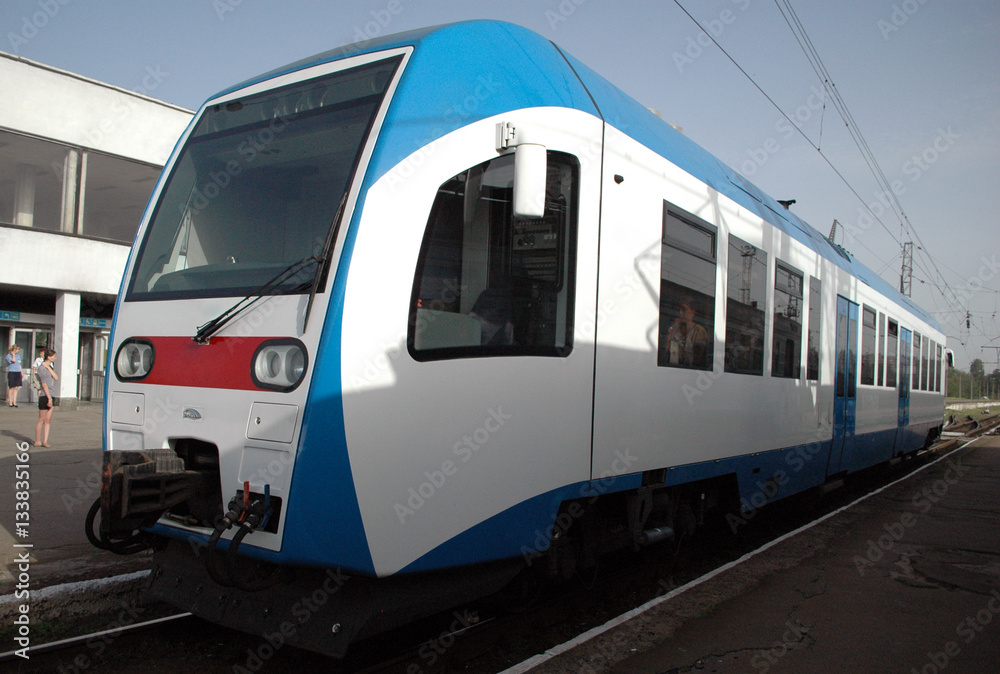 Naklejka premium New electric train stay on station