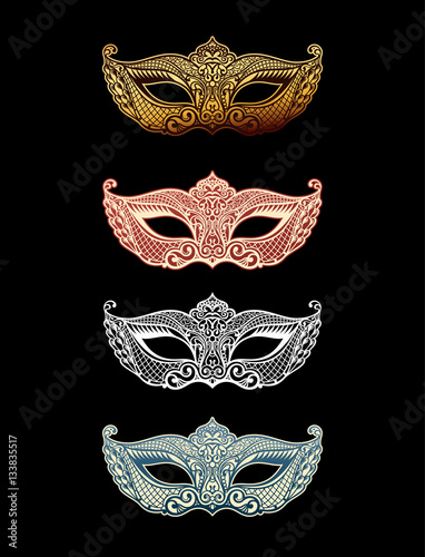 Beautiful set mask of lace. Mardi Gras vector background