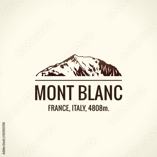 Mountain tourist vector logo. Emblem Mount adventures outdoors. Icon of the world highest mountains
